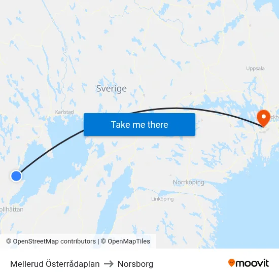 Mellerud Österrådaplan to Norsborg map