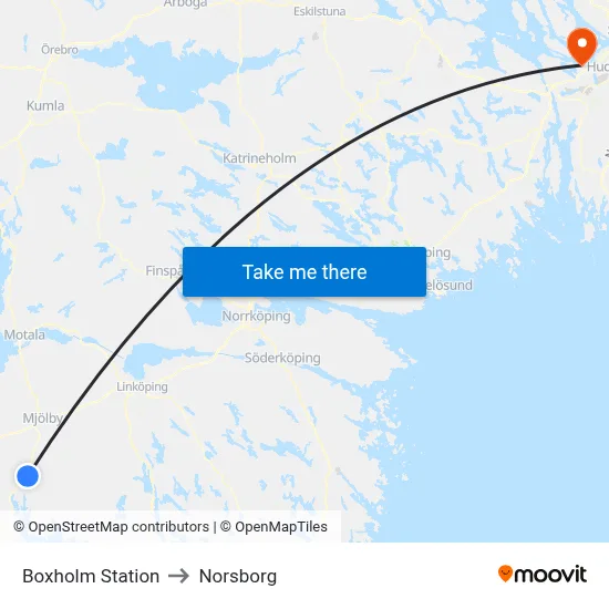 Boxholm Station to Norsborg map