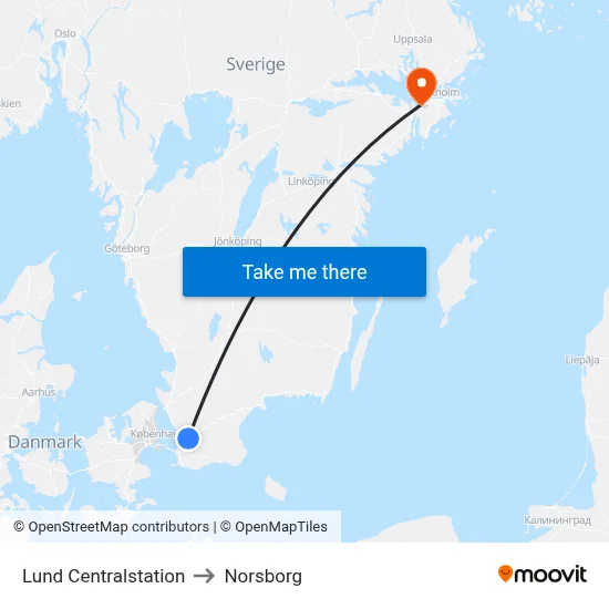 Lund Centralstation to Norsborg map