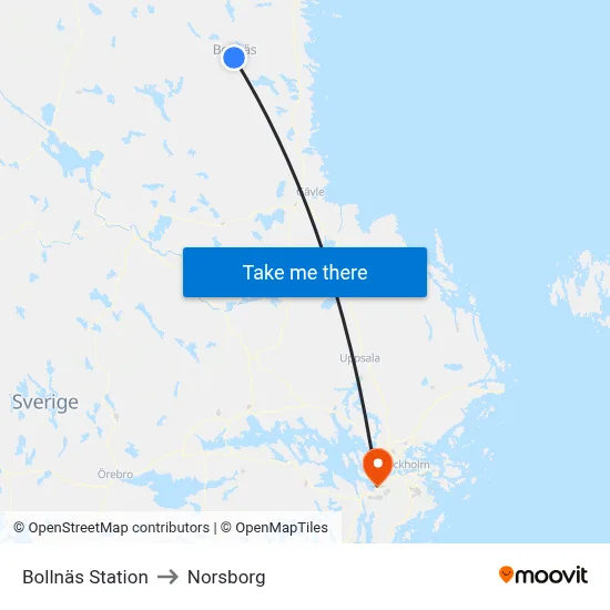 Bollnäs Station to Norsborg map