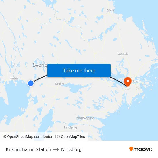 Kristinehamn Station to Norsborg map