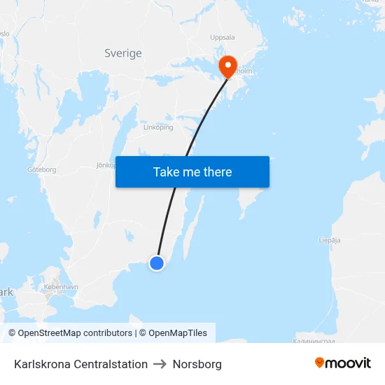 Karlskrona Centralstation to Norsborg map