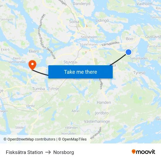 Fisksätra Station to Norsborg map