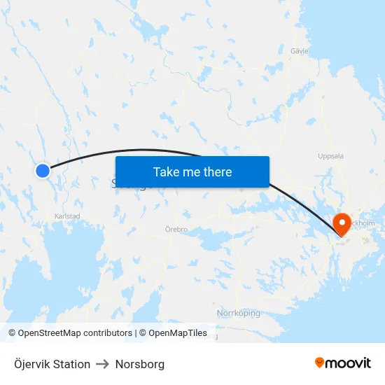 Öjervik Station to Norsborg map