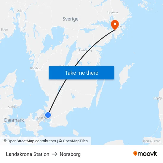 Landskrona Station to Norsborg map