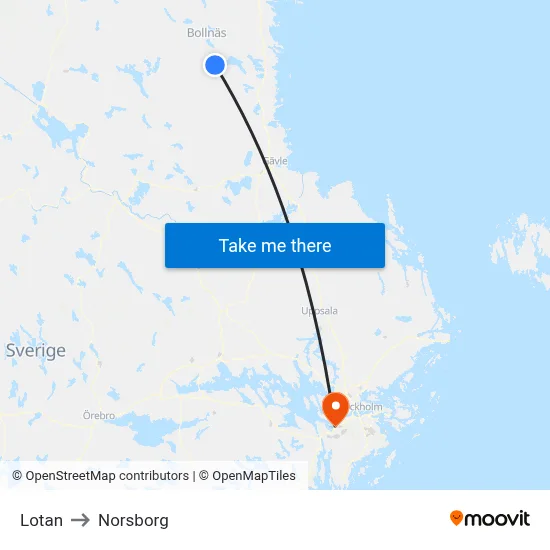 Lotan to Norsborg map