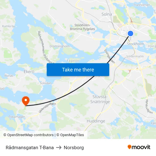 Rådmansgatan T-Bana to Norsborg map