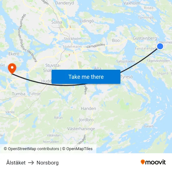 Ålstäket to Norsborg map