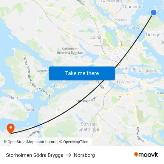 Storholmen Södra Brygga to Norsborg map