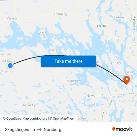 Skogsängens Ip to Norsborg map