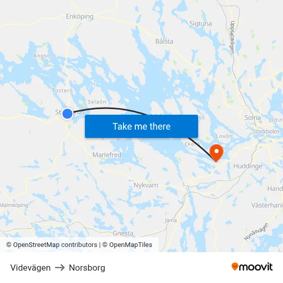 Videvägen to Norsborg map