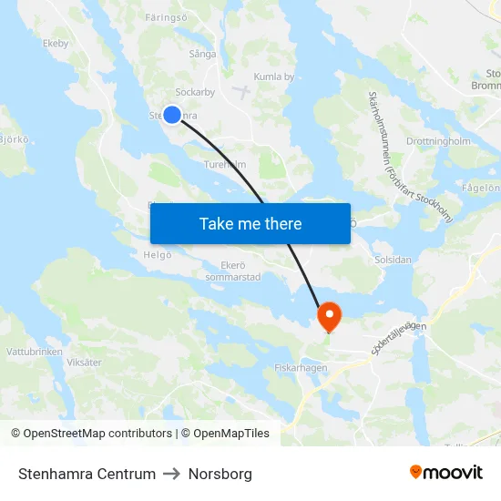 Stenhamra Centrum to Norsborg map