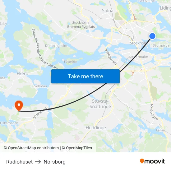 Radiohuset to Norsborg map