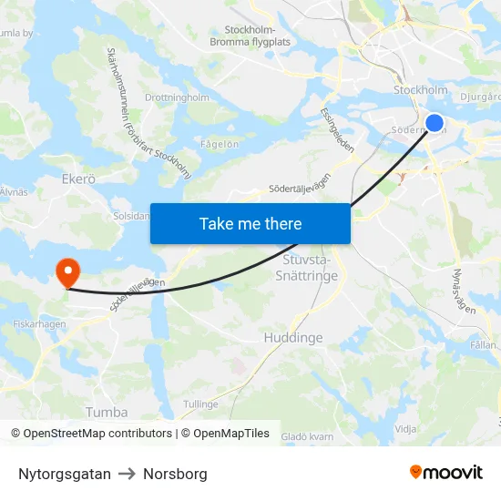 Nytorgsgatan to Norsborg map
