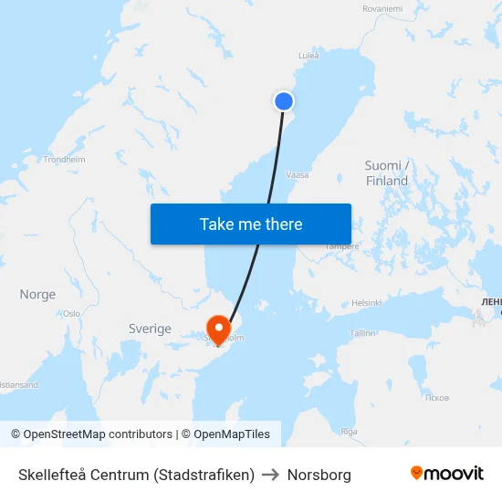 Skellefteå Centrum (Stadstrafiken) to Norsborg map