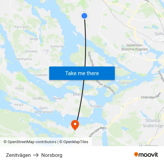 Zenitvägen to Norsborg map
