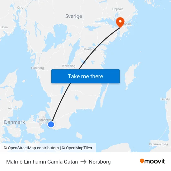 Malmö Limhamn Gamla Gatan to Norsborg map