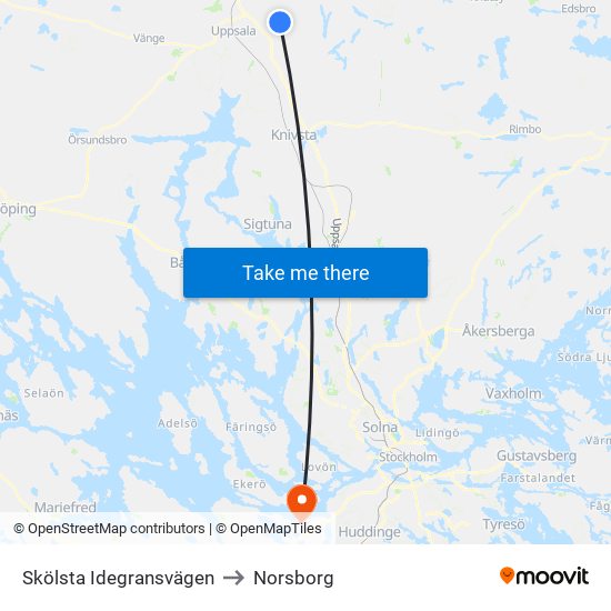 Skölsta Idegransvägen to Norsborg map