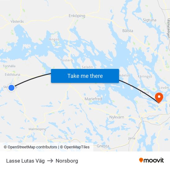 Lasse Lutas Väg to Norsborg map