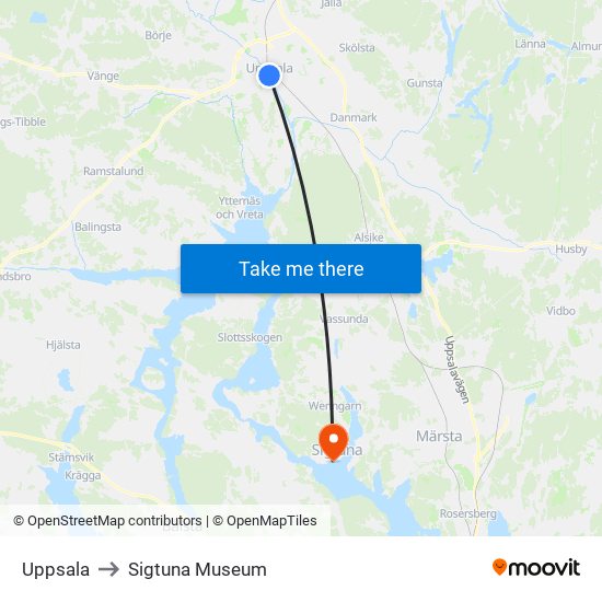 Uppsala to Sigtuna Museum map