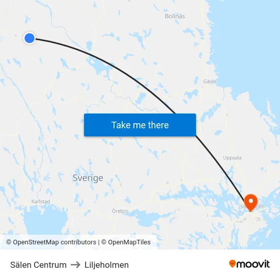 Sälen Centrum to Liljeholmen map