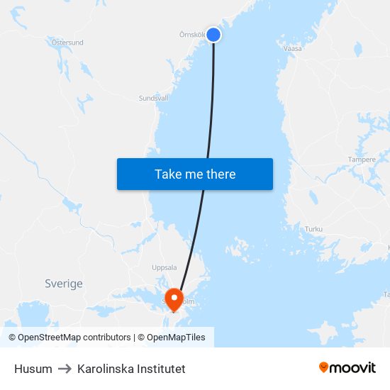 Husum to Karolinska Institutet map