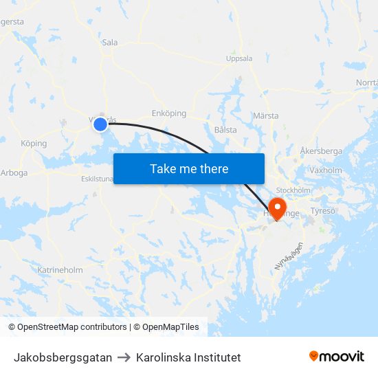 Jakobsbergsgatan to Karolinska Institutet map