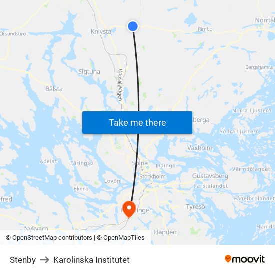 Stenby to Karolinska Institutet map