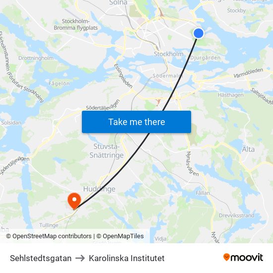 Sehlstedtsgatan to Karolinska Institutet map