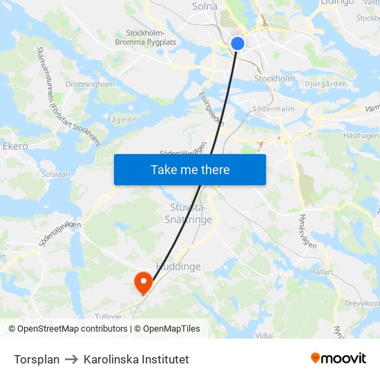 Torsplan to Karolinska Institutet map