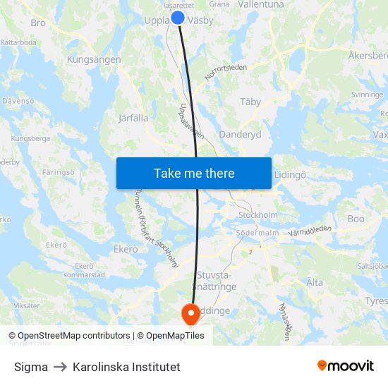 Sigma to Karolinska Institutet map