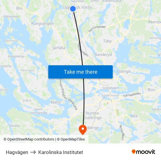 Hagvägen to Karolinska Institutet map