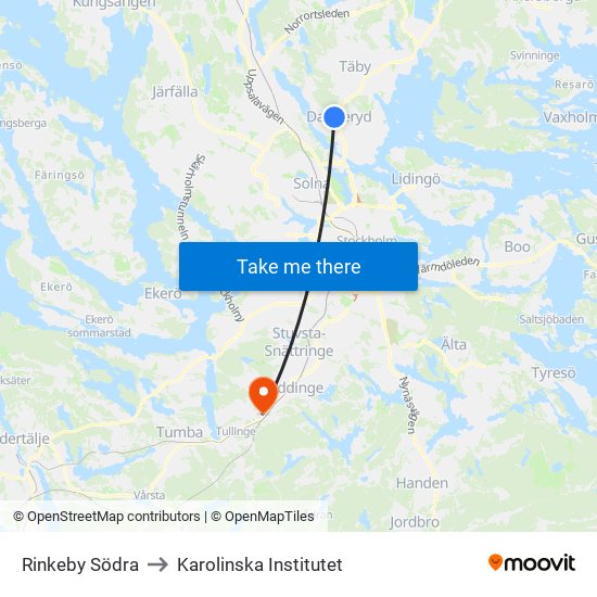 Rinkeby Södra to Karolinska Institutet map