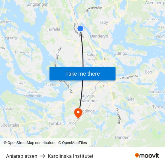 Aniaraplatsen to Karolinska Institutet map