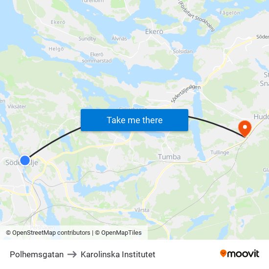 Polhemsgatan to Karolinska Institutet map