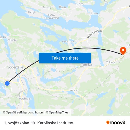 Hovsjöskolan to Karolinska Institutet map