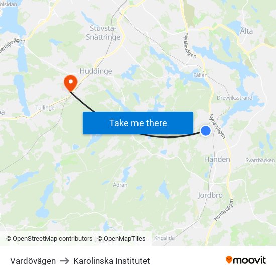 Vardövägen to Karolinska Institutet map