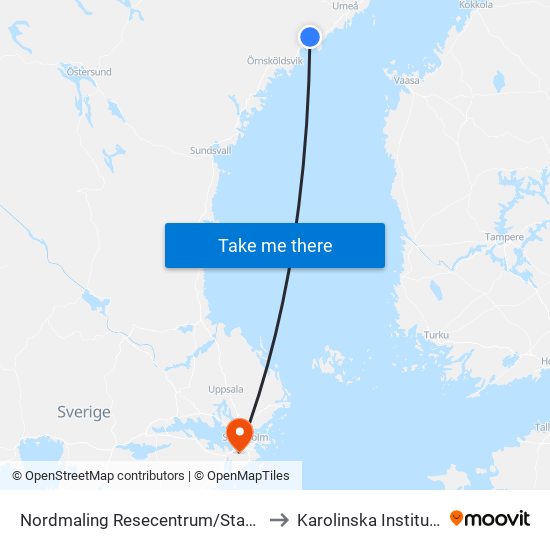 Nordmaling Resecentrum/Station to Karolinska Institutet map