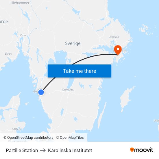 Partille Station to Karolinska Institutet map