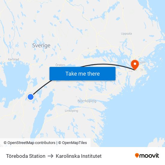 Töreboda Station to Karolinska Institutet map