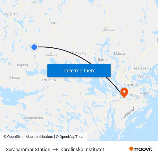 Surahammar Station to Karolinska Institutet map