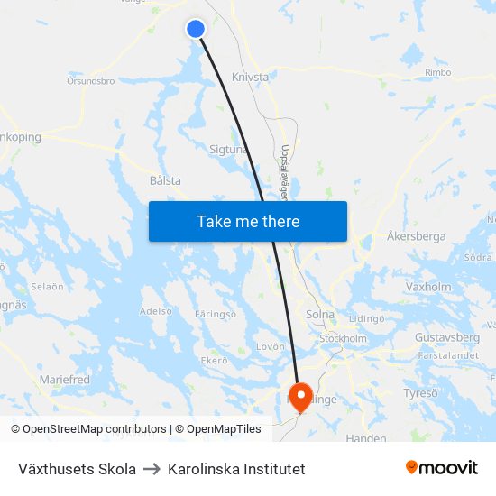 Växthusets Skola to Karolinska Institutet map