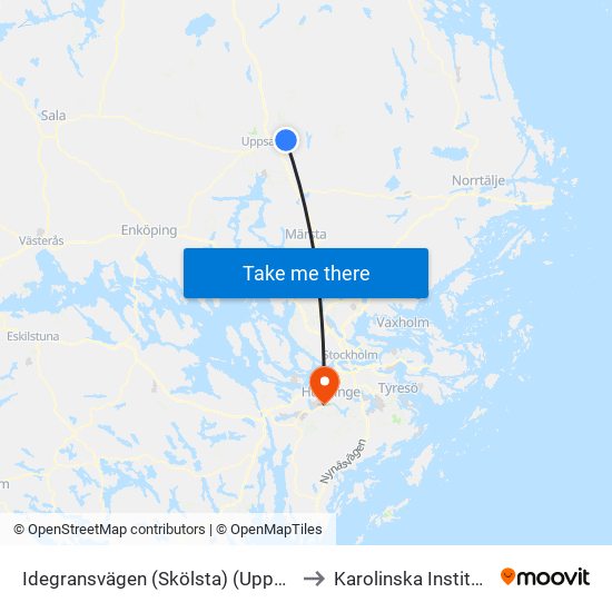 Idegransvägen (Skölsta) (Uppsala) to Karolinska Institutet map