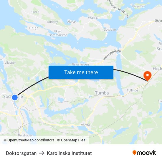 Doktorsgatan to Karolinska Institutet map