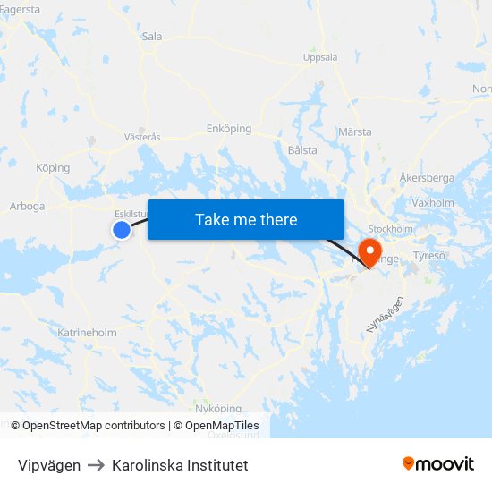 Vipvägen to Karolinska Institutet map