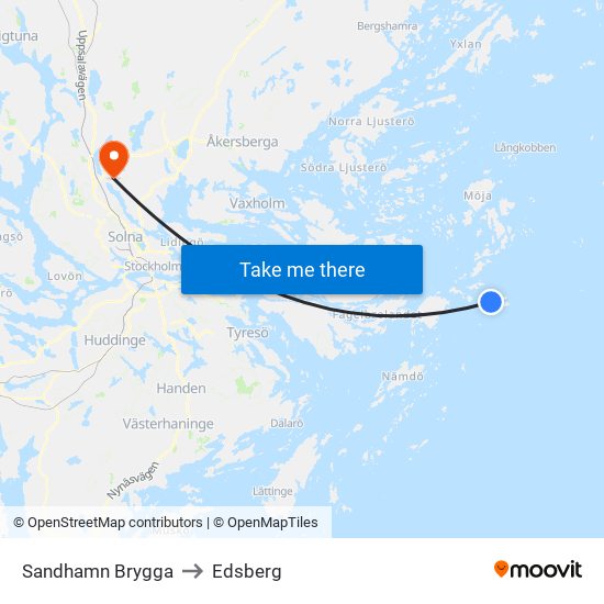 Sandhamn Brygga to Edsberg map
