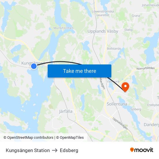 Kungsängen Station to Edsberg map