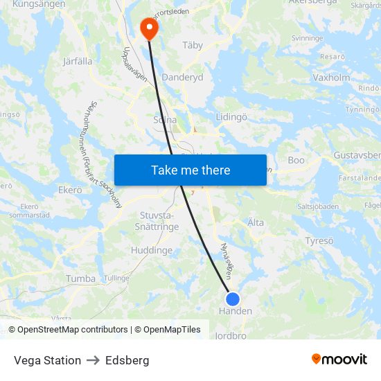 Vega Station to Edsberg map