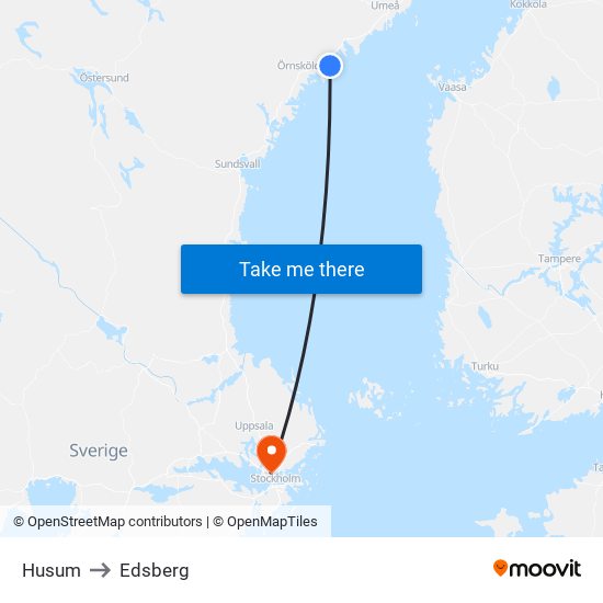 Husum to Edsberg map