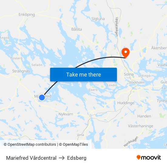 Mariefred Vårdcentral to Edsberg map